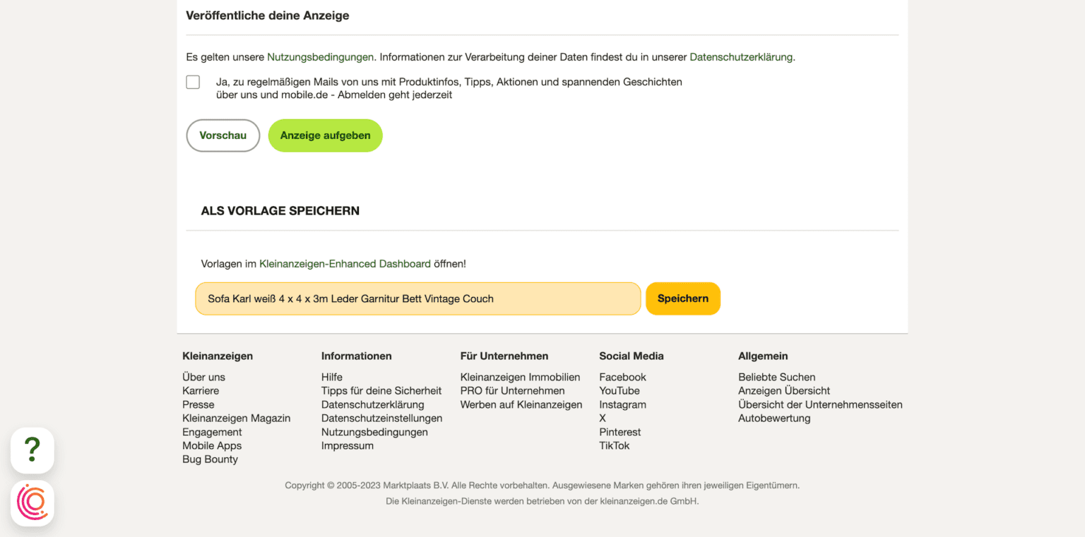 anzeige_speichern_kleinanzeigen